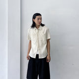 Muted Oat Crinkle Short Sleeve Shirt
