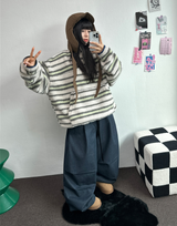 TWO PINTUCK RIVET BELT BALLOON LONG PANTS 🤎🖤💙3COLOR