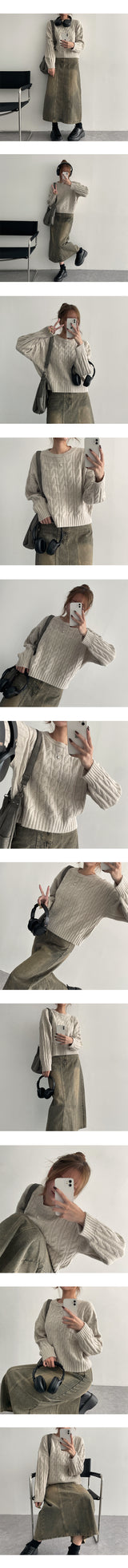 [S~2XL]リビングビンテージインシジョンデニムロングスカート