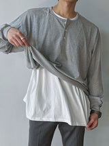 ASCLO レイヤードヘンリーネックTシャツ (3color)