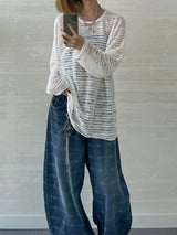 (UNISEX) Check Wide Denim Pants