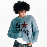 So What Hairy Knit Sweater Turquoise