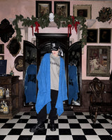 BBD Graffiti Logo Draped Flow Knit Cardigan (Blue)