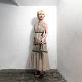 TIED SHIRRING DRESS