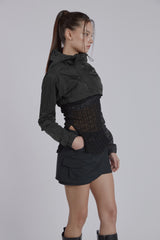 MINI POCKET UNBALANCE SKIRT(CHARCOAL)