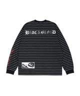 BBD Anxiety マルチパッチストライプ長袖Tシャツ (ブラック&チャコール)