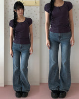 (Denim) ラノンハイウエストブーツカットパンツ