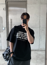 ナンバーキプデニムレタリングベーシックオーバーフィット半袖Tシャツ