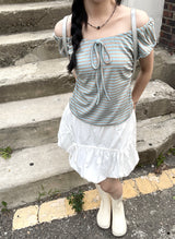 Lollipop striped off-shoulder sleeveless