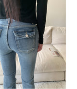 Serin Back Pocket Brush Slim Fit Low Bootcut Long Pants (2 colors)