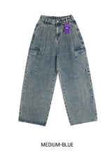 [U-DENIM/Planning Products] サマーピンタックワイドカーゴデニムパンツ