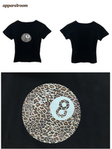 Black Round Leopard Spandex Short-Sleeved T-Shirt