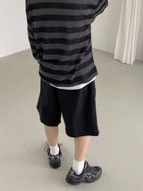 Nylon wide banding half pants 2C