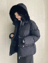 Cerny String Fur Hooded Short Padded Jumper