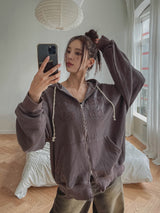 Noxie Pigment Embroidered Two-Way Hood Zip Up