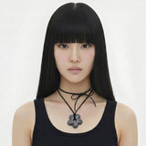 アクリルフラワーネックレス [Pearl Black]