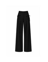 Lucia Ribbon Pintuck Wide Pants Black