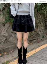 #Lace Tiered Mini Skirt (2color)