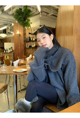 Cape Muffler Loose Fit Knit Cardigan