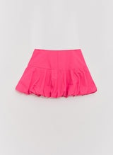 Balloon-fit Cotton Mini Skirt Hot Pink