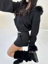 (STRETCH♥/FLEECE♥) Y2Kウールローライズマイクロショートパンツ