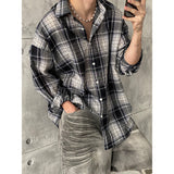 [UNISEX] ストリングチェックオーバーフィットシャツ