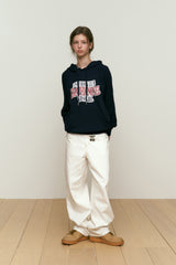 LOWKEY BOOK CLUB LETTERING RAGLAN HOODIE [DARK NAVY]