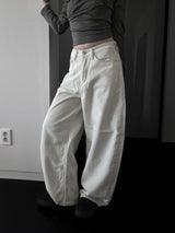back pocket cross stud wide denim (fleece-lined / 2color)