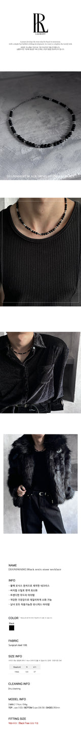 [HANDMADE] ブラックオーニックスストーンネックレス