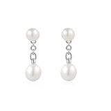 Natural Freshwater Pearl Stud 925 Silver +Rhodium plating Ear Jacket / Earring E058-06H