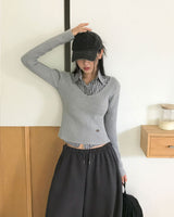 Yami Ribbed Deep V-Neck Knit