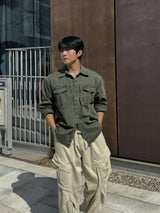 Carder dying washing cropped shirt