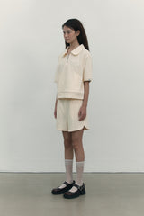 COLLAR TERRY HALF ZIP UP [IVORY]