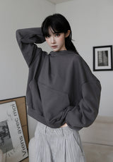 High-neck cut-off hood zip-up