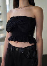 bow tube top - black