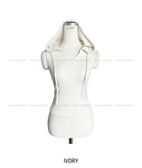 Hairy V-neck hood sleeveless