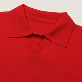 CROPPED MINIMAL KNITTED POLO SHIRT (RED)