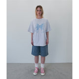 RIBBON LOGO T SHIRT - LIGHT GRAY