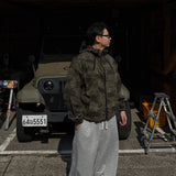 カモフラージュジッパーフーデッドジャケット