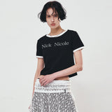 BUTTERFLY NICOLE LABEL SLIM TOP_WHITE SILVER