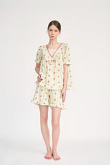 Low Short-sleeve Two-piece Cream[24175WTSSN]
