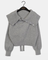 Hanel button off-shoulder muffler knitwear