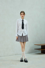 LOWELL SLIM FIT STRIPE SHIRRLING SHIRT / WHITE