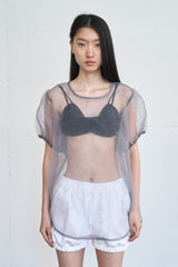 Organza Puff Top (Gray)