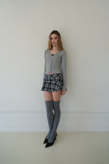 [Seow] Belt Check Pleats Skirtpants(2colors)