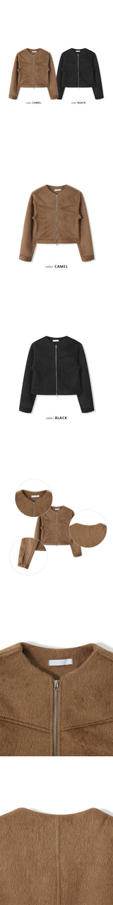 [F/W] ウールラウンドネッククロップジャケット (2color)