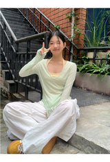 Mint Loose-Fit Layered Sleeveless T-shirt( T + sleeveless set)