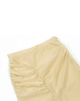 Sheer Shirring Slit Skirt _ YELLOW