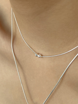 Brush pearl necklace (silver)