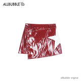 allbubble Red star leather skirt